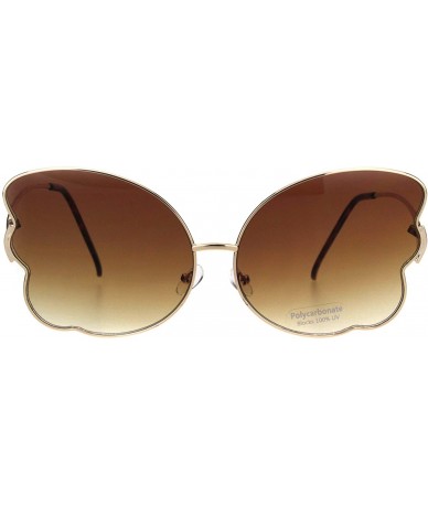 Butterfly Womens Swan Wing Metal Rim Drop Temple Retro Fashion Sunglasses - Gold Tortoise Brown - CL18ICQAU8C $14.03