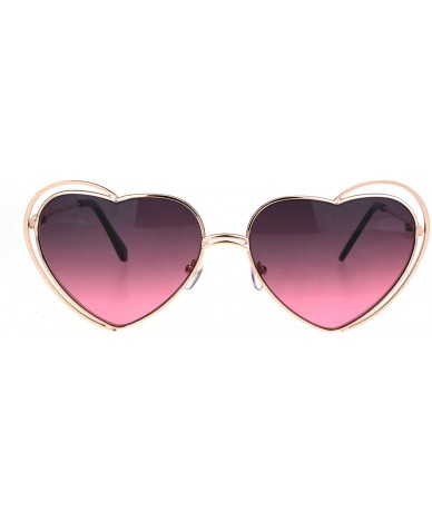 Oversized Heart Shape Sunglasses Oversized Double Metal Frame Gradient Color Lens - Rose Gold (Smoke Pink) - C718SCCZ6IO $25.74