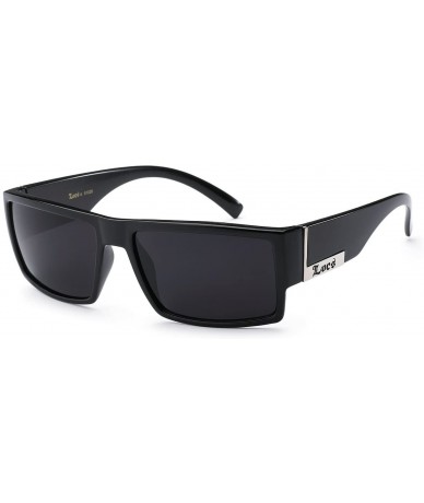 Oversized Mens Flat Top Gangster Sunglasses Black Silver Frame 91026 (Black)- 5.5w x 1.75h - Black - C612BXQD7T7 $8.16