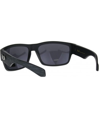 Sport Mens Locs Wood Grain Arm Warp Around Biker Sunglasses - Black Grey - CP180UIR5XW $10.70