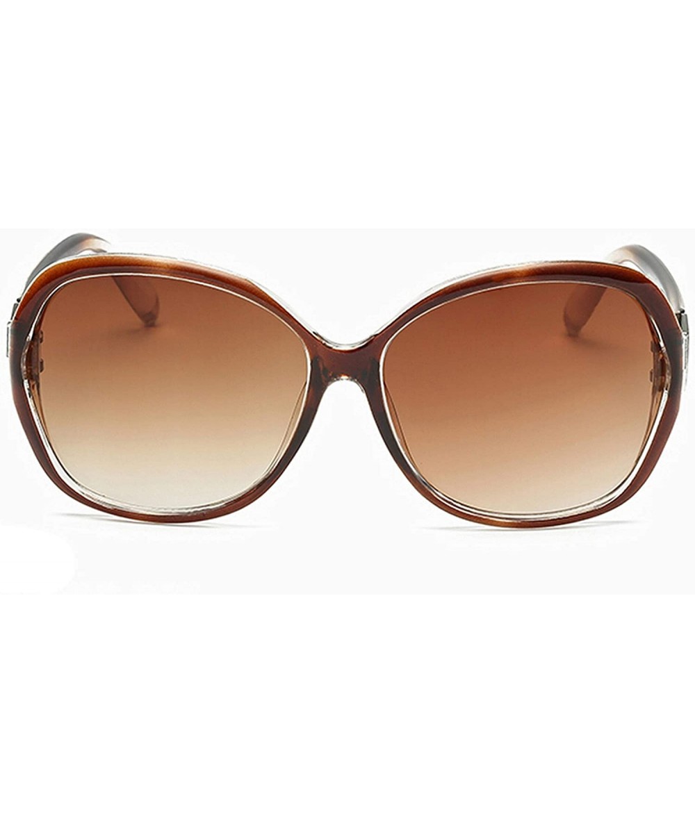 Oversized Retro Sunglasses for women Plate Resin UV400 Sunglasses - Brown - CK18SAR3DTD $16.27