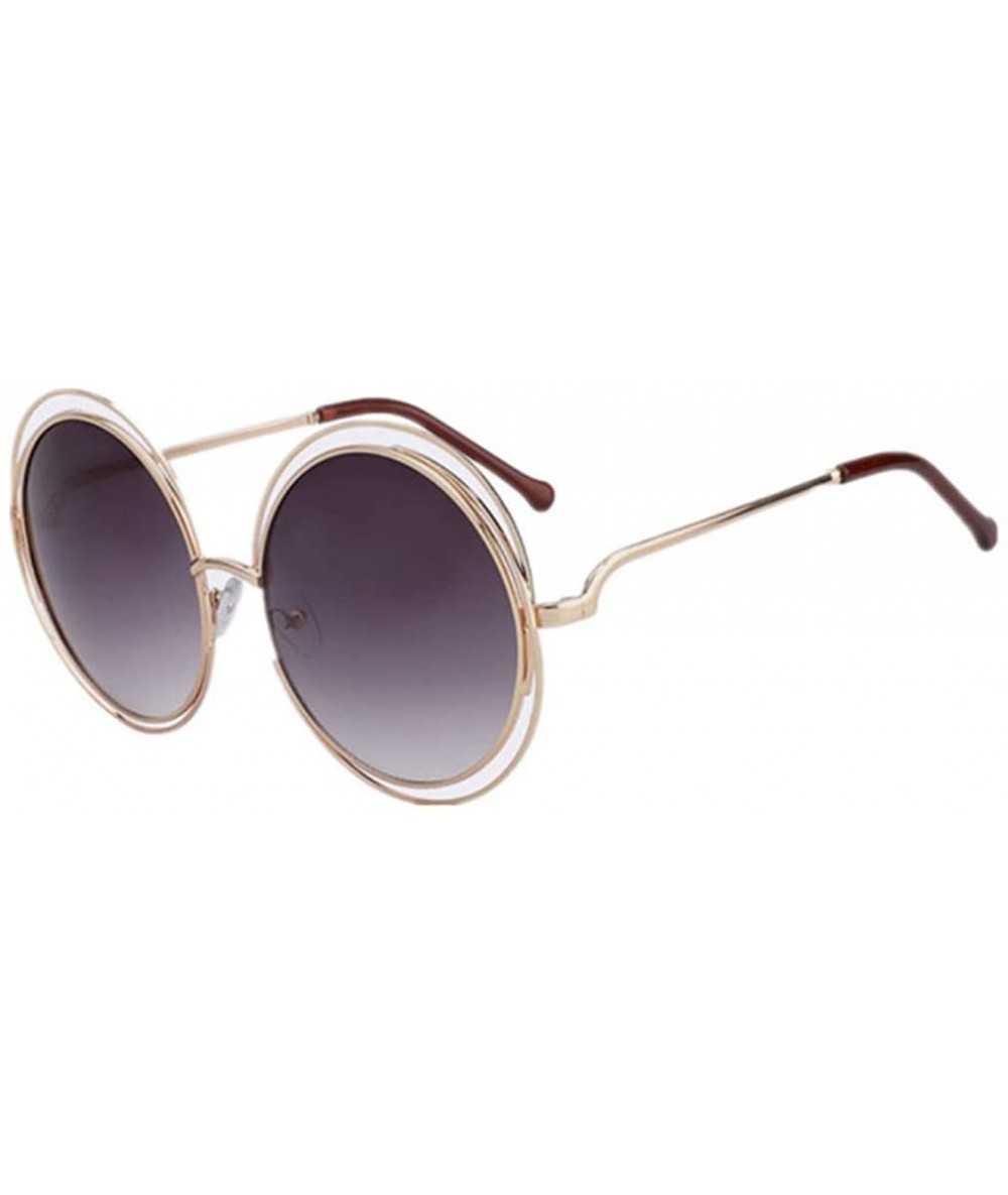 Oversized Women Vintage Round Oversized lens Mirror UV400 Sunglasses Cool Glasses - Grey - C2182EMGZM9 $9.31