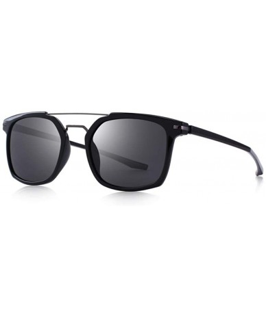 Square DESIGN Men Classic Square Polarized Sunglasses Lighter Frame 100% UV C01 Black - C01 Black - CF18XE9U62I $29.35