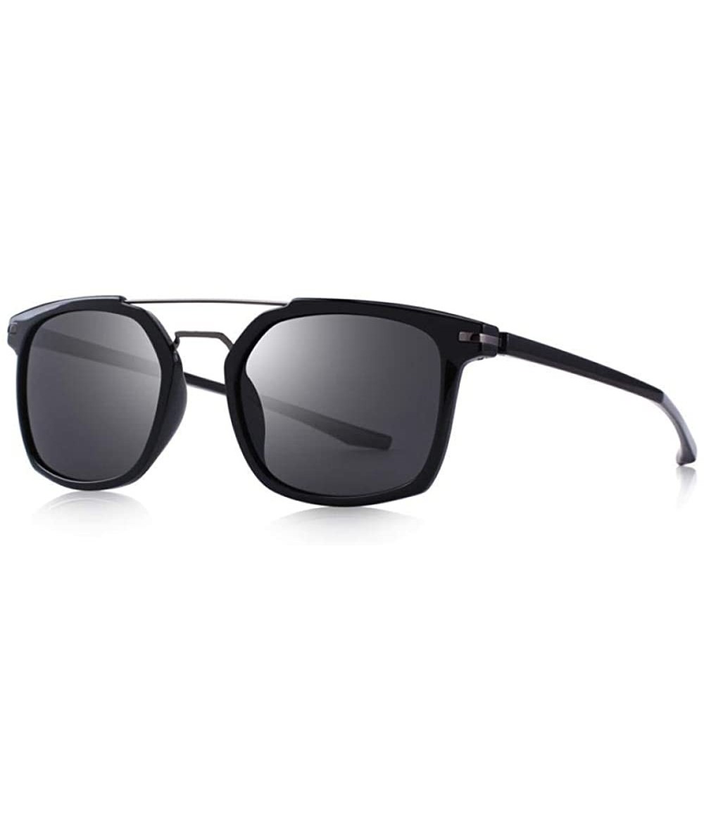 Square DESIGN Men Classic Square Polarized Sunglasses Lighter Frame 100% UV C01 Black - C01 Black - CF18XE9U62I $28.98