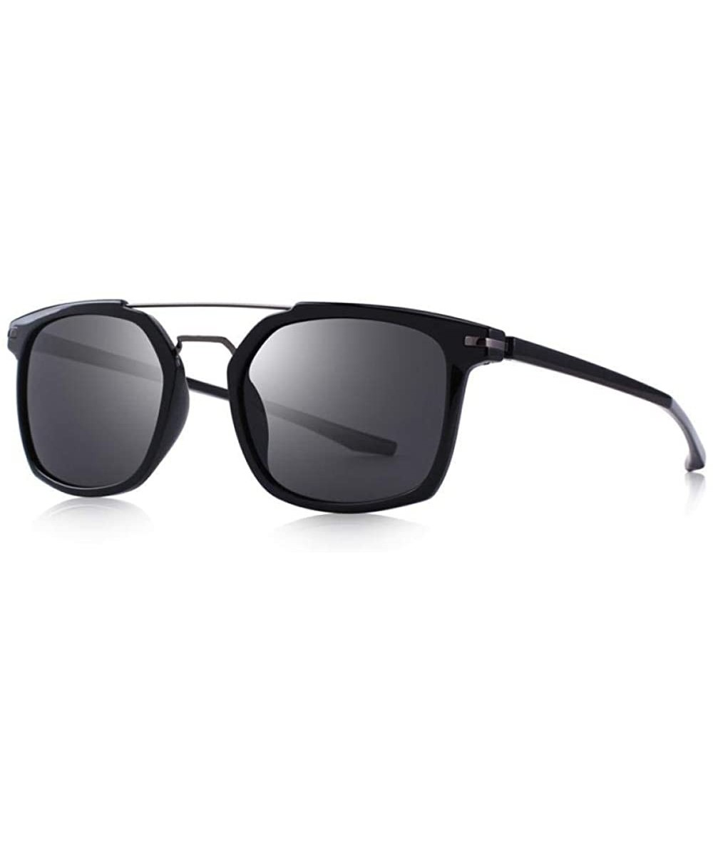 Square DESIGN Men Classic Square Polarized Sunglasses Lighter Frame 100% UV C01 Black - C01 Black - CF18XE9U62I $17.31