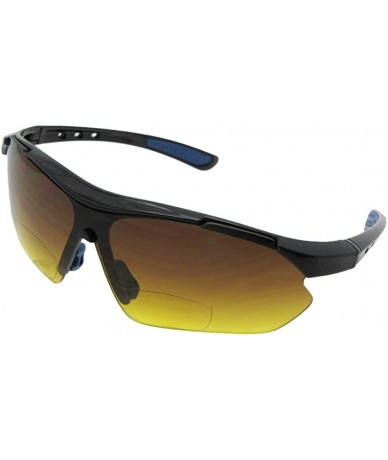 Wrap Bifocal Sunglasses High Density Lenses Style B35 - Black Frame-blue Pads - CB188X44RX5 $26.37