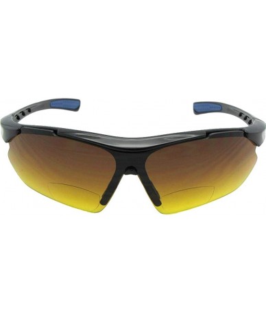 Wrap Bifocal Sunglasses High Density Lenses Style B35 - Black Frame-blue Pads - CB188X44RX5 $16.98