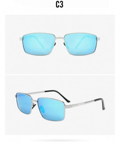 Square Explosive Men's Polarized Sunglasses Fashion Driving Sunglasses - Silver Blue C3 - C21904X4GCQ $15.70