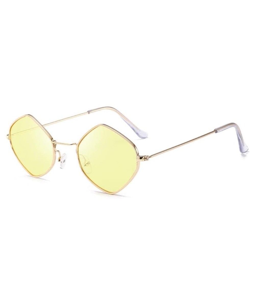 Goggle Sun Glasses Men Women Vintage Small Frame Sunglasses Colored Lens Outdoor Eyewear Glasses-Yellow - CR199HS9NX5 $20.68