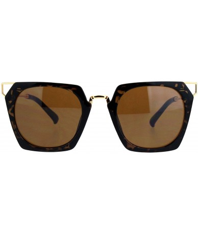 Rectangular Womens Mod Squared Gothic Trendy 80s Fashion Sunglasses - Tortoise Brown - CY18GLAHKSD $11.33