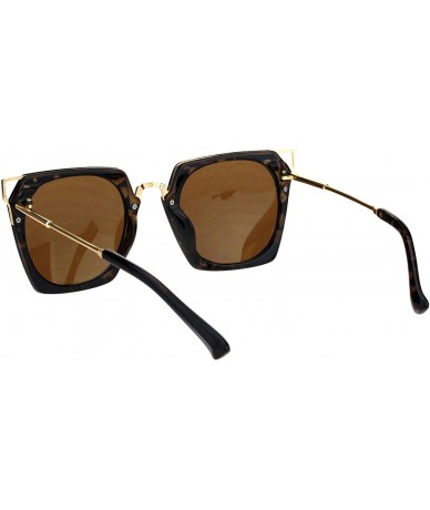 Rectangular Womens Mod Squared Gothic Trendy 80s Fashion Sunglasses - Tortoise Brown - CY18GLAHKSD $11.33