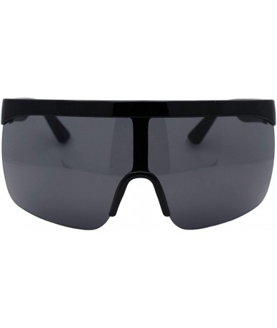 Oversized Shield Goggle Sunglasses Super Oversized Half Rim Cover Up Shades UV 400 - Matte Black (Black) - CR1984E44YC $15.75