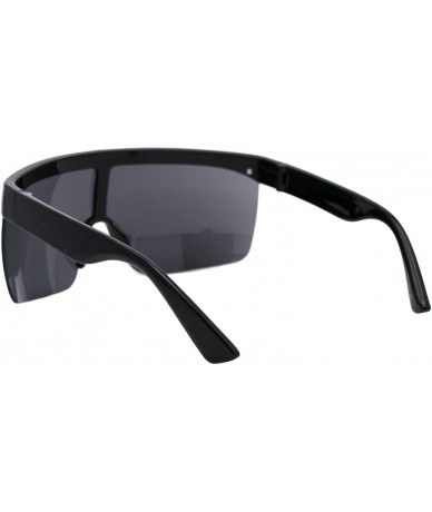 Oversized Shield Goggle Sunglasses Super Oversized Half Rim Cover Up Shades UV 400 - Matte Black (Black) - CR1984E44YC $15.75