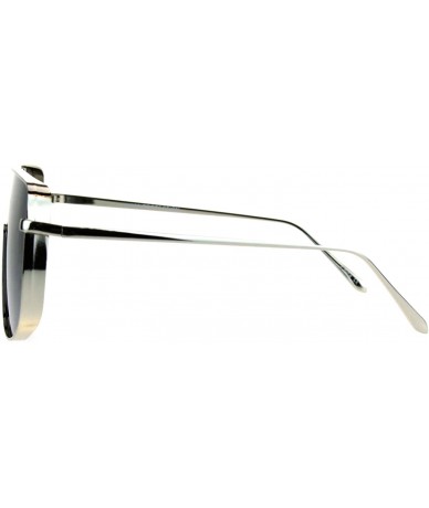 Shield Super Oversized Sunglasses Futuristic Shield Metal Square UV 400 - Silver (Black) - CW186NMMDIA $22.73