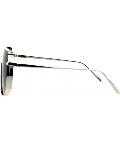 Shield Super Oversized Sunglasses Futuristic Shield Metal Square UV 400 - Silver (Black) - CW186NMMDIA $10.75