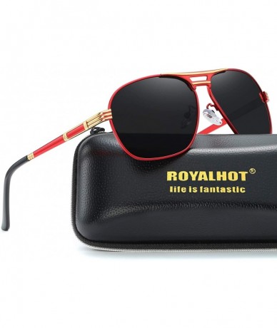 Oval Men Polarized Sunglasses For Women Oval Aloy Frame Sun Glasses Driving Glasses 90092 - Red Gold - CN18WTICHS7 $16.83