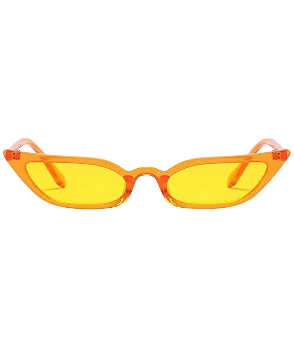 Cat Eye Women's Lightweight Oversized Sunglasses Cat Eye Sunglasses Retro Small Frame UV400 Sun Eyewear - Yellow - CO199HO2AM...