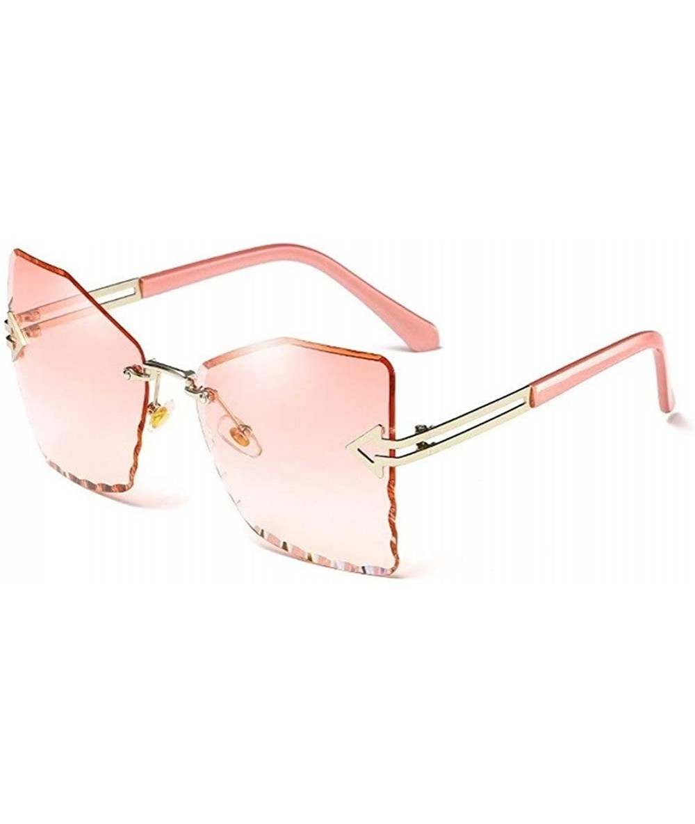 Rimless Retro Big Cat Eye Sunglasses Women Gradient Women Rimless Sun Glasses Female Brand 2020 Mirror UV400 - CX198EA29W6 $1...