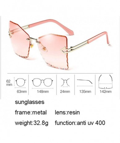 Rimless Retro Big Cat Eye Sunglasses Women Gradient Women Rimless Sun Glasses Female Brand 2020 Mirror UV400 - CX198EA29W6 $1...