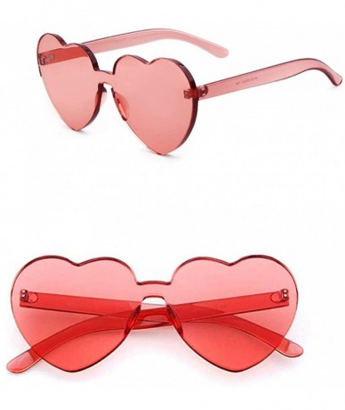 Rimless Heart Shaped Rimless Sunglasses Clout Goggles Candy Clear Lens Sun Glasses for Women Girls - Fuchsia - CE180MAOWZ8 $8.32