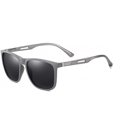 Square Unisex Polarized Sunglasses for Men/Women UV400 Protection Lenses TR+Aluminum Frame TR3333 - Grey - C5197HAUTKA $20.68