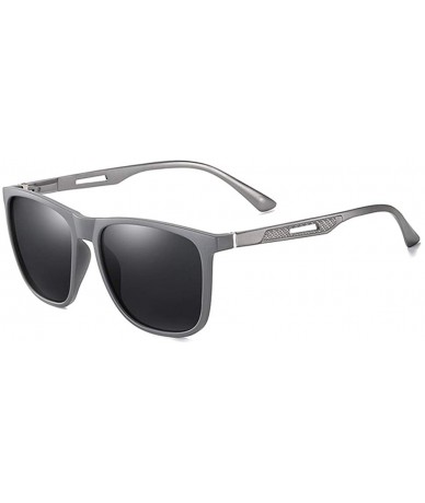 Square Unisex Polarized Sunglasses for Men/Women UV400 Protection Lenses TR+Aluminum Frame TR3333 - Grey - C5197HAUTKA $9.45