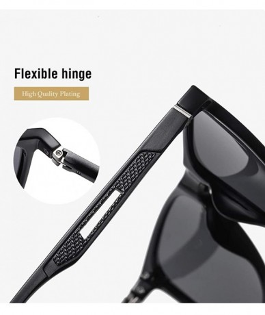 Square Unisex Polarized Sunglasses for Men/Women UV400 Protection Lenses TR+Aluminum Frame TR3333 - Grey - C5197HAUTKA $9.45