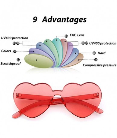 Rimless Heart Shaped Rimless Sunglasses Clout Goggles Candy Clear Lens Sun Glasses for Women Girls - Fuchsia - CE180MAOWZ8 $8.32