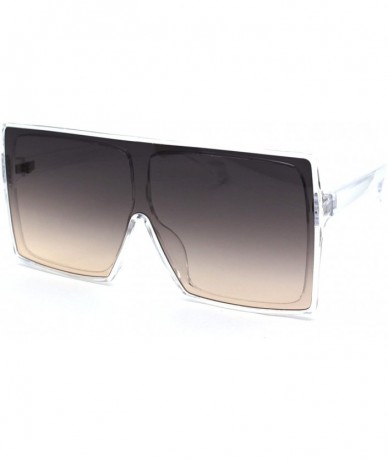 Oversized Funky Squared Oversize Rectangular Flat Top Mob Sunglasses - Clear Smoke - CT18AH8LZ02 $14.84