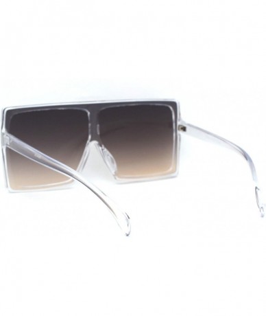 Oversized Funky Squared Oversize Rectangular Flat Top Mob Sunglasses - Clear Smoke - CT18AH8LZ02 $14.84