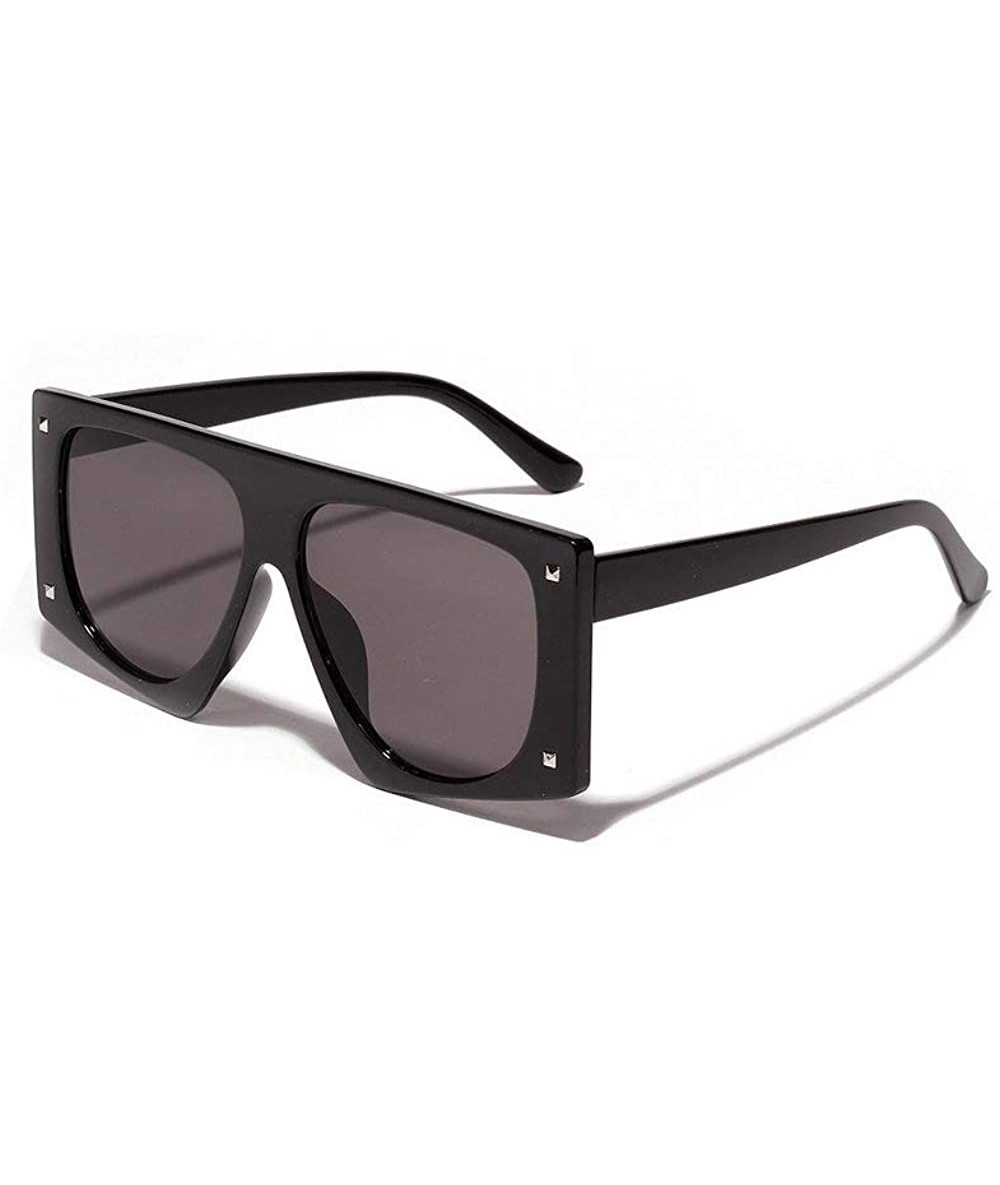 Oversized 2019 retro large frame polygon rivet fashion unisex brand luxury designer sunglasses UV400 - Black - CK18UKG3MYW $1...
