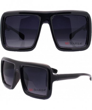 Square Black Oversized Square Sunglasses Bold Frame - CV11EW3SUG9 $7.96