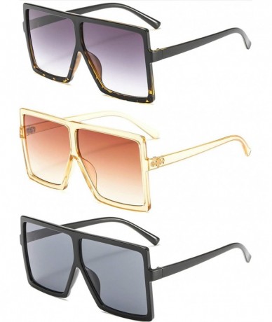 Square Oversized Square Sunglasses for Women Men Flat Top Shades Sunglasses - CK18I5KSHWY $32.40