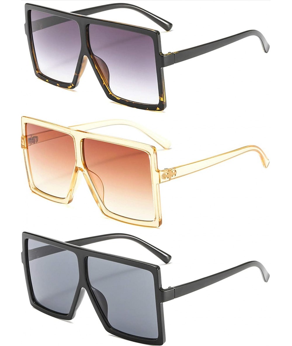 Square Oversized Square Sunglasses for Women Men Flat Top Shades Sunglasses - CK18I5KSHWY $20.41