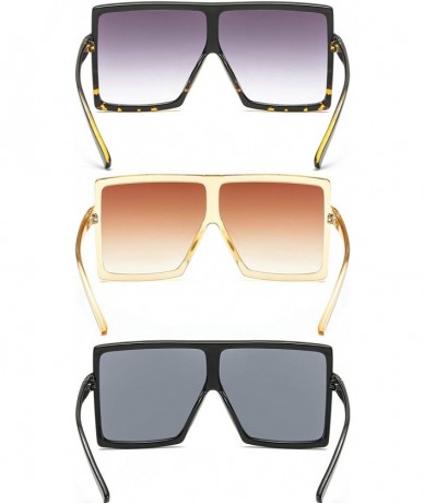 Square Oversized Square Sunglasses for Women Men Flat Top Shades Sunglasses - CK18I5KSHWY $20.41