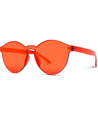 Oversized Colorful One Piece Transparent Round Super Retro Sunglasses - Red - CN12NZFSFVK $11.25
