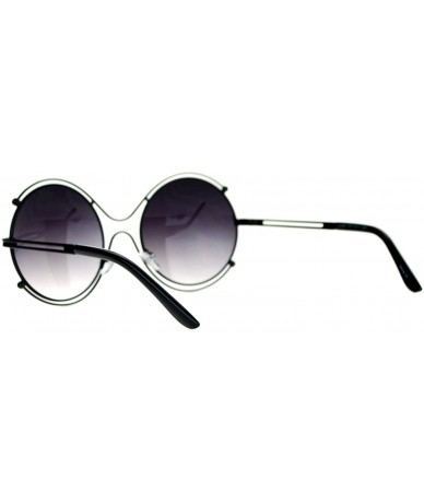 Round Retro Vintage Futurism Oversize Round Gradient Lens Sunglasses - Black - CD11RVJPJY7 $11.25