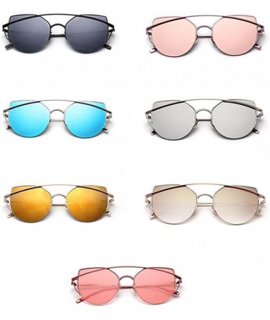 Goggle New Elegant Retro Women Eyewear Vintage Men Goggles Metal Frame UV400 Sunglasses - Red Frame/Pink - CJ12KCV0PY9 $7.86