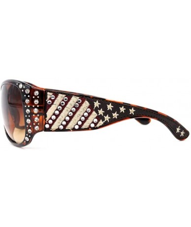 Square Women Sunglasses UV 400 Western Floral Concho Bling Bling Collection Ladies Sunglasses - Leopard-patriotic - CJ19CDTQC...