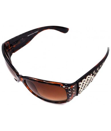 Square Women Sunglasses UV 400 Western Floral Concho Bling Bling Collection Ladies Sunglasses - Leopard-patriotic - CJ19CDTQC...