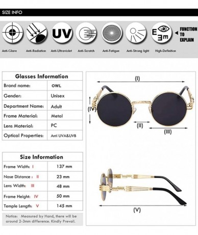 Round Steampunk Gothic - 002 Retro Vintage Hippie Colored Metal Round Circle Frame Sunglasses Colored Lens - CD18Q20MW44 $11.93