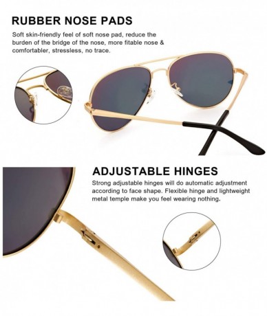Oversized Aviator Sunglasses for Women Polarized Mirrored - Large Metal Frame - UV 400 Protection - Light Gold Mirror Lens - ...