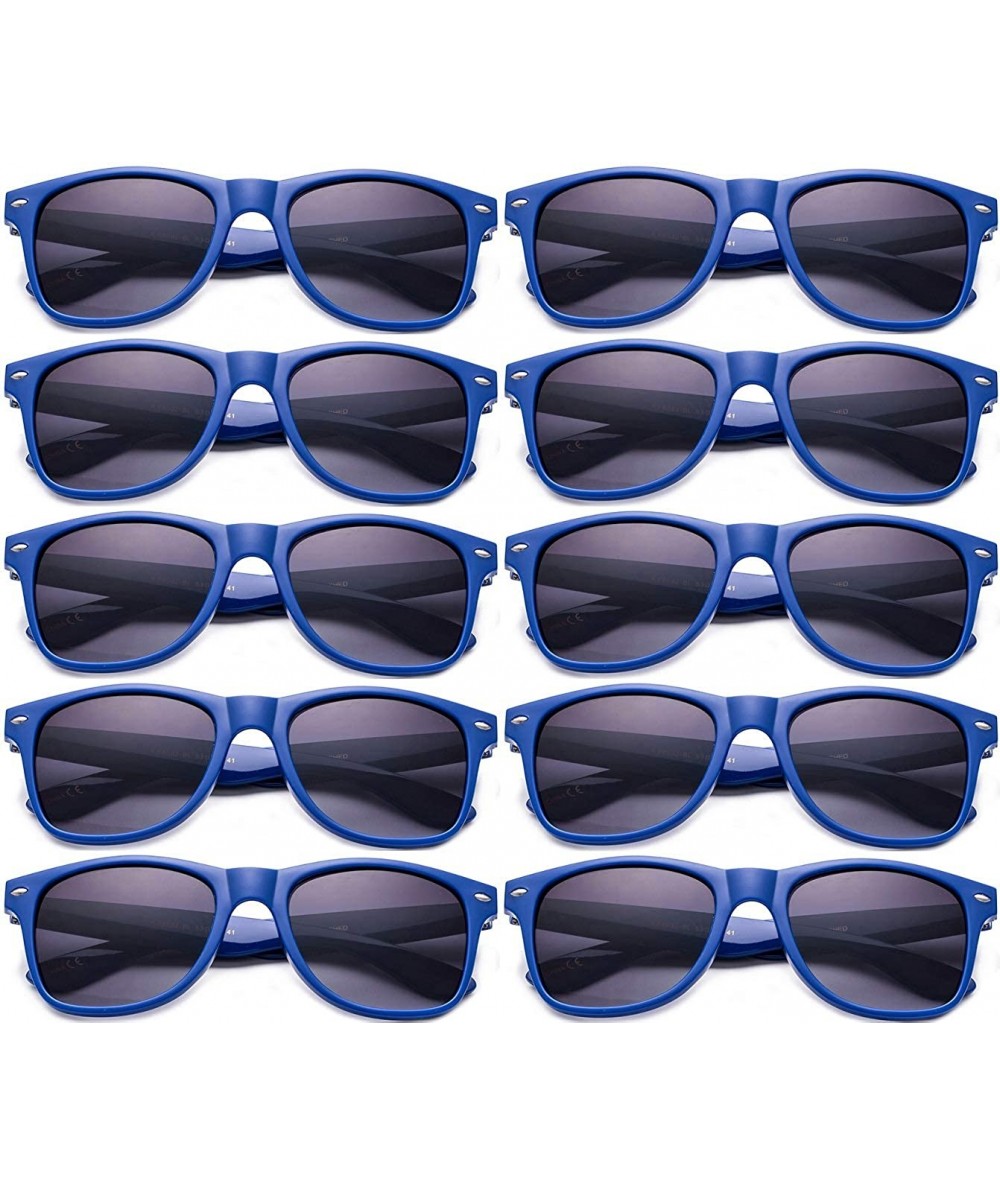 Wayfarer 80's Classic Blue Brothers Horn Rimmed Style Retro Colors Packs Vintage Retro Sunglasses (10 PACK) - CT18RAWU6T0 $19.37