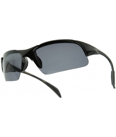 Sport Semi-rimless Polarized Sports Wrap Sunglasses (Black) - CS116HJZ2KX $26.00