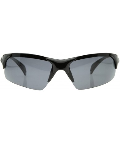 Sport Semi-rimless Polarized Sports Wrap Sunglasses (Black) - CS116HJZ2KX $13.70
