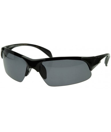 Sport Semi-rimless Polarized Sports Wrap Sunglasses (Black) - CS116HJZ2KX $13.70