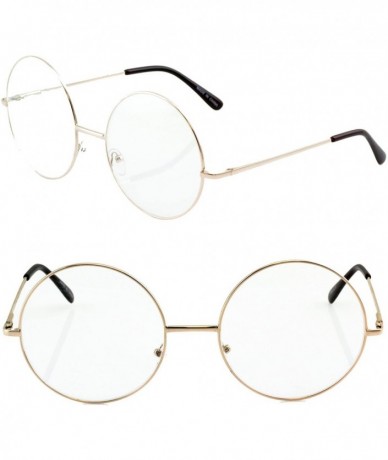 Oversized NEW MODEL 2018!!! Generic Women Men Large Oversized Metal Frame Clear Lens Round Circle Eye Glasses - Gold - C71804...