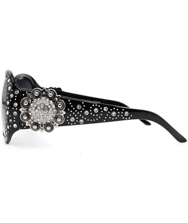 Wayfarer Wayfarer Rhinestone Sunglasses For Women Western UV 400 Protection Shades With Bling - Black - C6199GLUWQ9 $20.78