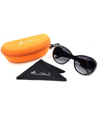 Wayfarer Wayfarer Rhinestone Sunglasses For Women Western UV 400 Protection Shades With Bling - Black - C6199GLUWQ9 $20.78