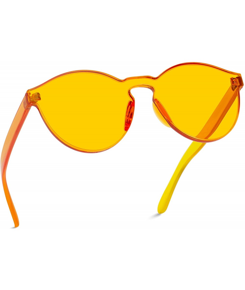 Square Colorful One Piece Transparent Round Super Retro Sunglasses - Orange - CO12NTEZCDA $12.50